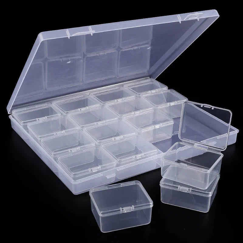 14/30 Grid Transparent Plastic Storage Box, Stackable Organizer With Sticker, Container For Beads, Jewelry, Crafts And Home Orga