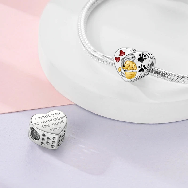New 925 Sterling Silver Charm Beads Dog Cat Pets Pendant Fit Original Bracelet Necklace DIY Charm Jewelry Making
