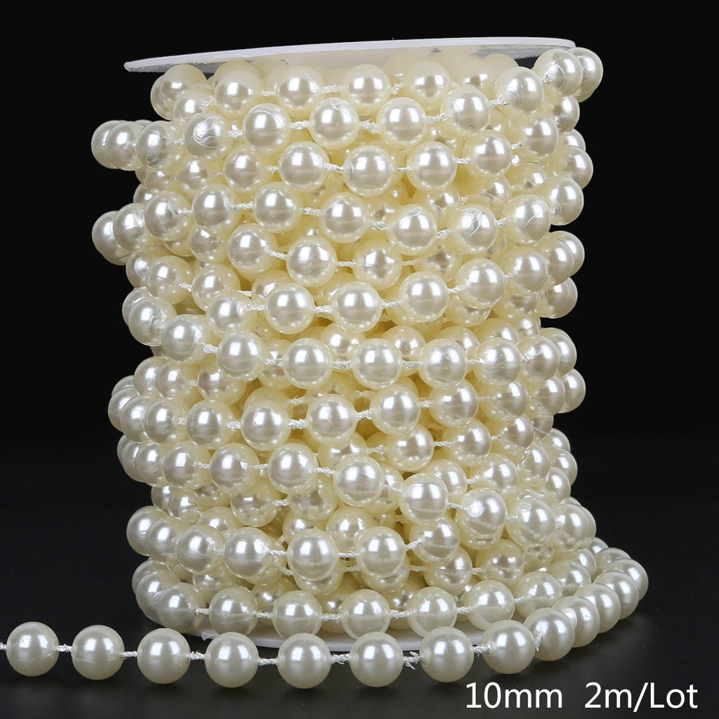 3/4/5/6/8/10mm ABS pearl chain double row connecting bead wedding dress bead chain half round bead chain DIY jewelry accessories