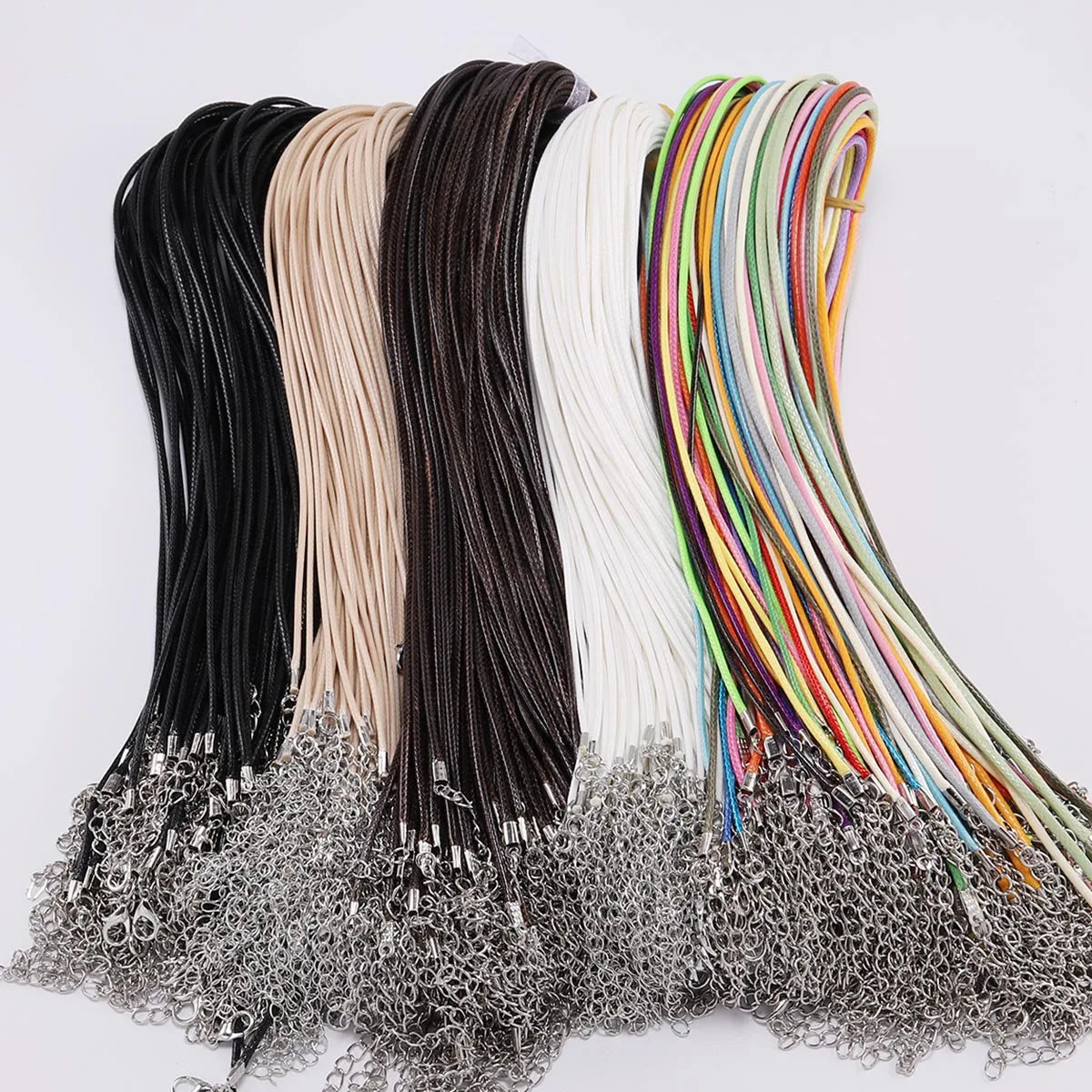 10Pcs/lot 1.5/2mm Leather Cord Necklace With Clasp Adjustable Braided Rope for Jewelry Making DIY Necklace Bracelet Supplies