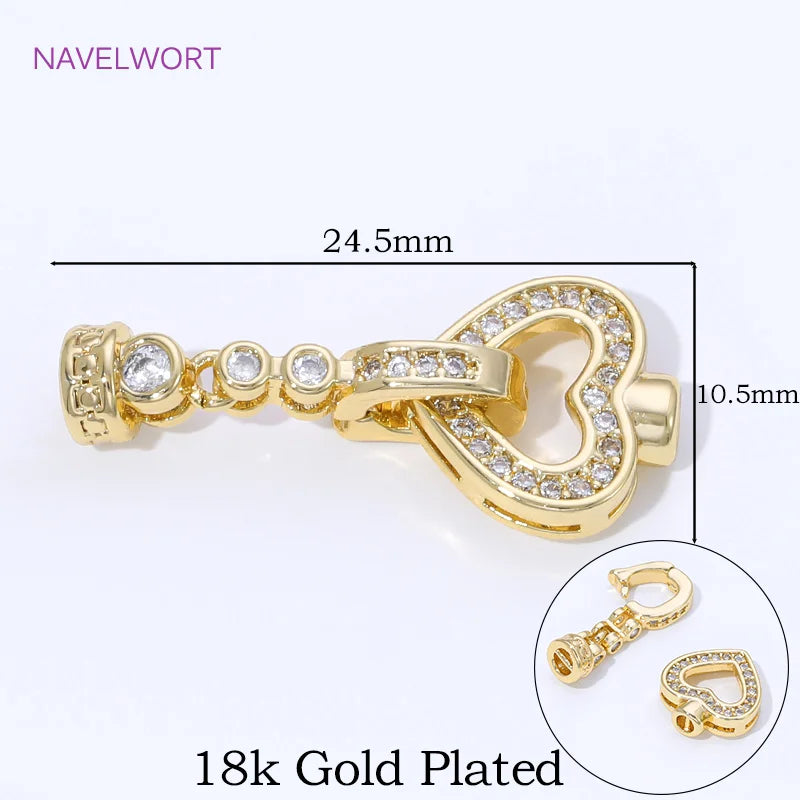 18K Gold Plated Brass Jewelry Clasps For Bracelets Making,With Zircon Connector Clasp,Locks For Jewelry,DIY Necklace Accessories