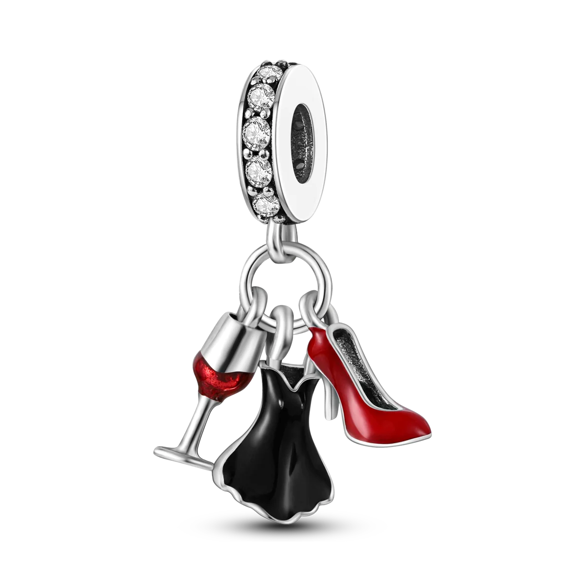 Original 925 Sterling Silver Red Charm Beads Red Wine Chili Dumbbell Pendant For Women Fit DIY Bracelet Birthday Jewelry Gift