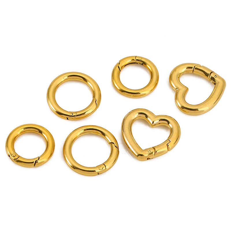 2pcs Stainless Steel Clasps Heart Round Ring Lobster Clasp Hooks Connectors Necklace for DIY Jewelry Making Supplies Accessories