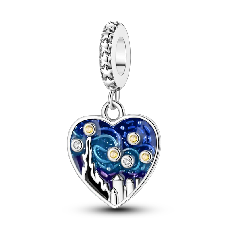 New 925 Sterling Silver Charms Beads Pendants Colorful Tree of Life Cosmic Starry Sky Charms For Women Bracelet DIY Jewelry Gift