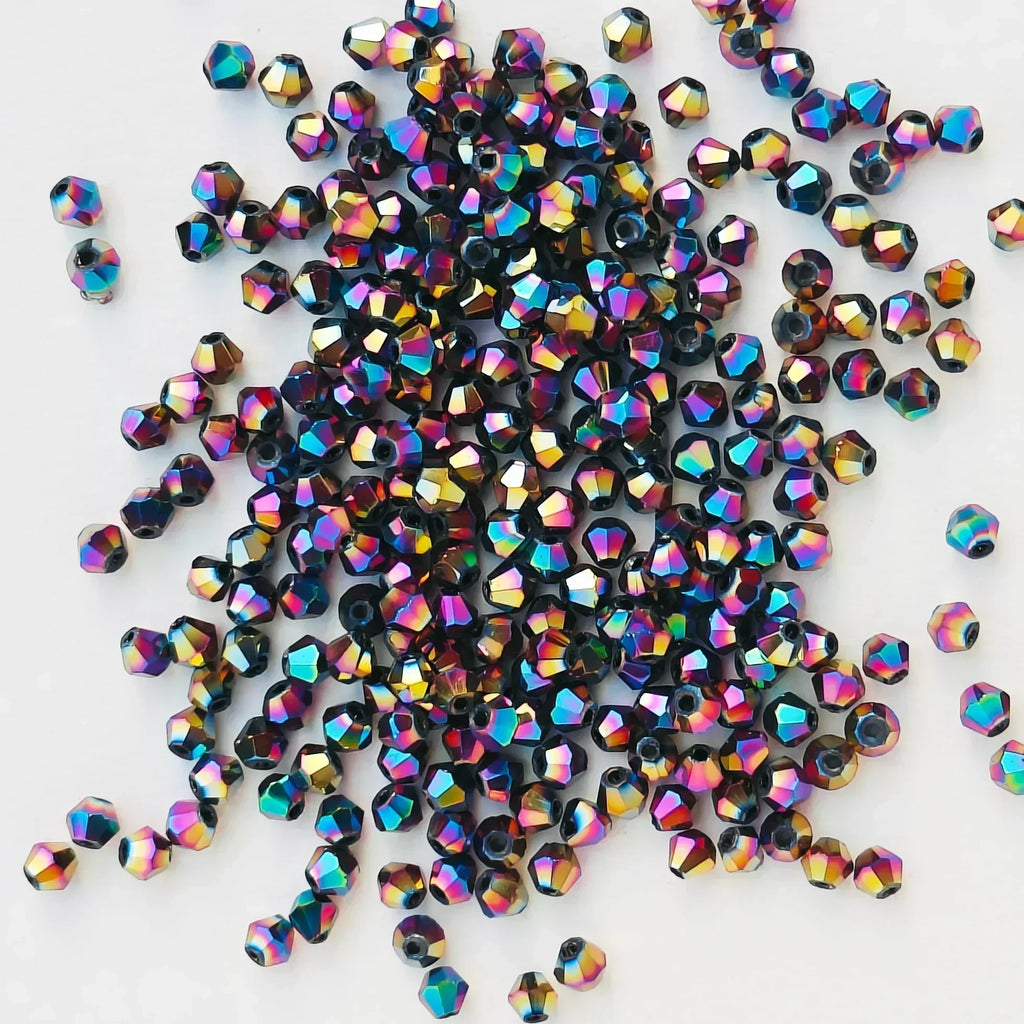 100PCS 4MM Shiny Faceted Austria Crystal Beads Bicone Beads Loose Spacer Beads for Jewelry Making DIY Bracelet Necklace Pendant