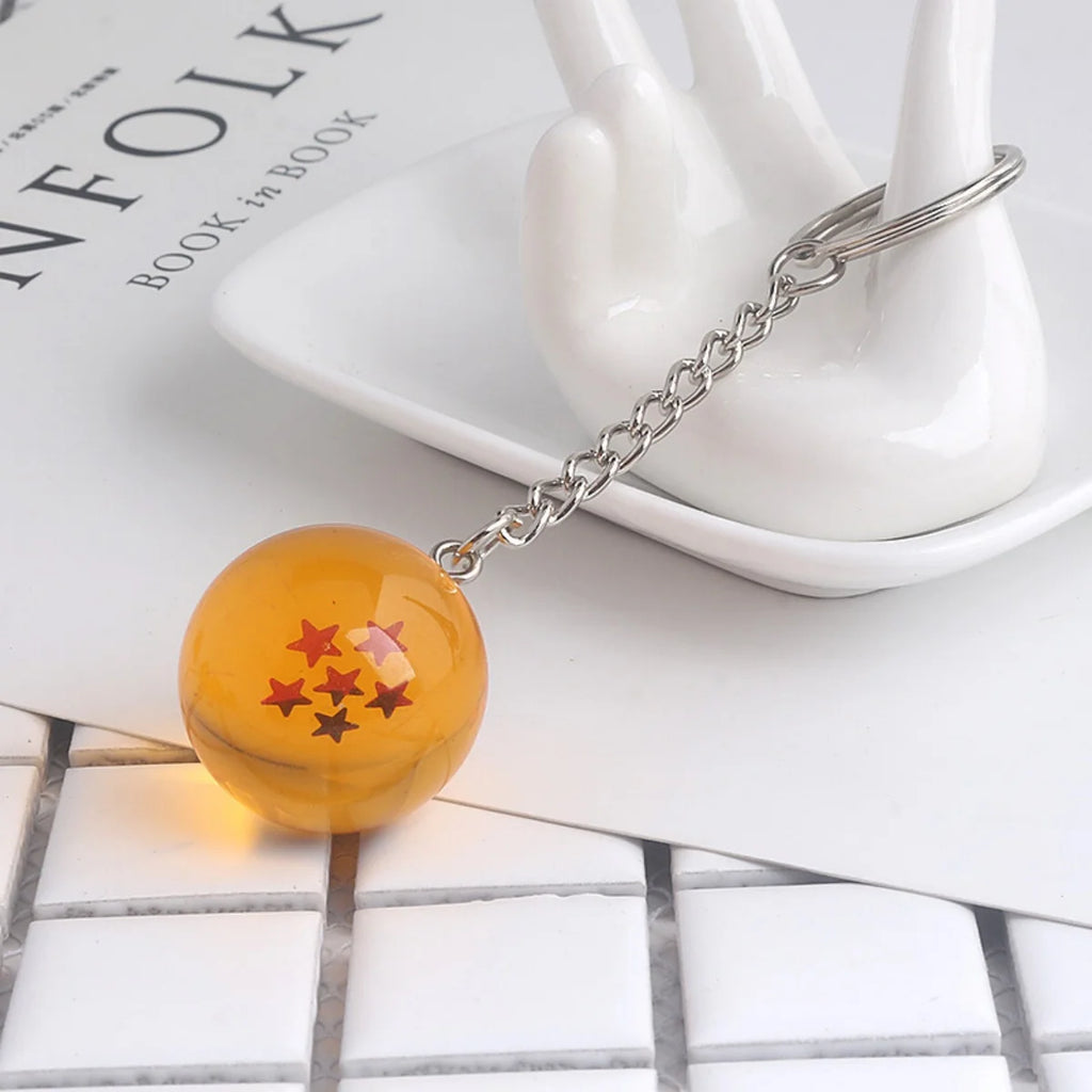 Wholesale Dragon Series 1-7 Stars Balls Keychain Gokus Bead Pendant Metal Key Ring Men Car Women Bag Accessories