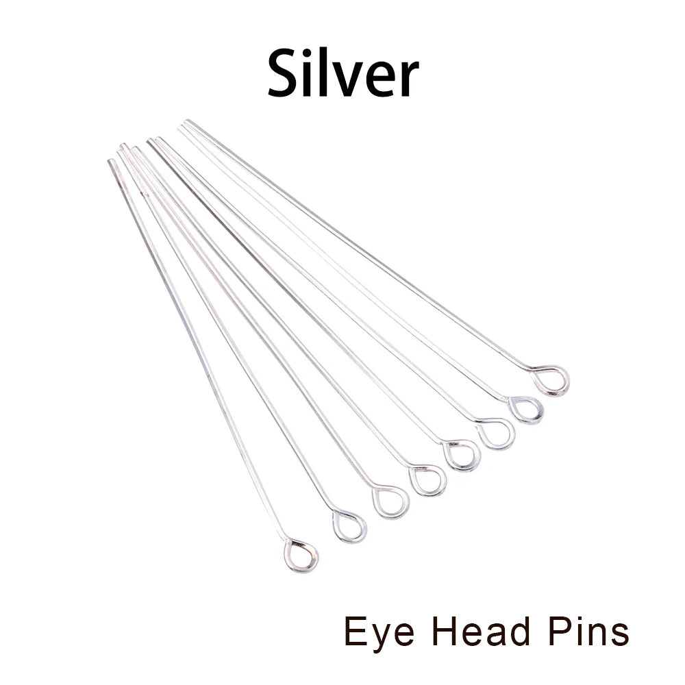 100-200Pcs/Lot 10-70mm Heads Eye Flat Head Pin Gold Plated Ball Head Pins for Jewelry Findings Making Accessories Supplies