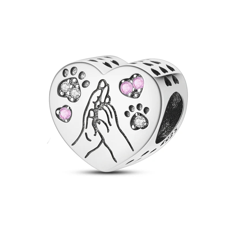 Original 925 Sterling Silver Pink Series Charms Beads Bow Perfume Bottle Heart-Shaped Cross Pendant Fit Bracelet DIY Jewelry