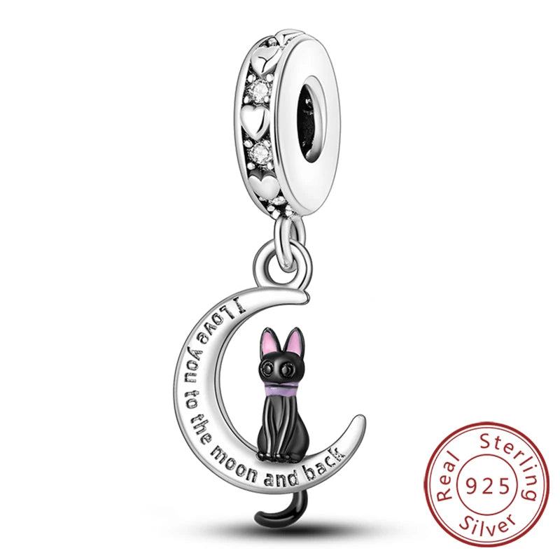New 925 Sterling Silver Charm Beads Dog Cat Pets Pendant Fit Original Bracelet Necklace DIY Charm Jewelry Making