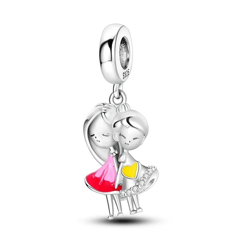 Charms Beads 925 Sterling Silver Tree of Life Peach Heart Sweet Love Charms Fit Pendants Bracelets Necklaces Women Jewelry Gift