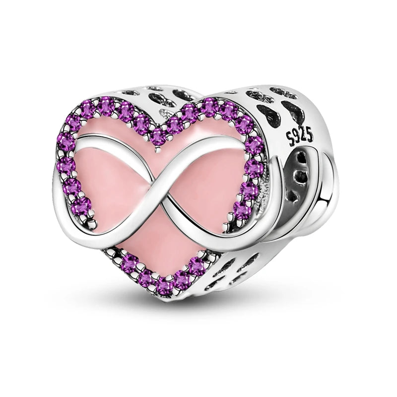 Charms Beads 925 Sterling Silver Tree of Life Peach Heart Sweet Love Charms Fit Pendants Bracelets Necklaces Women Jewelry Gift