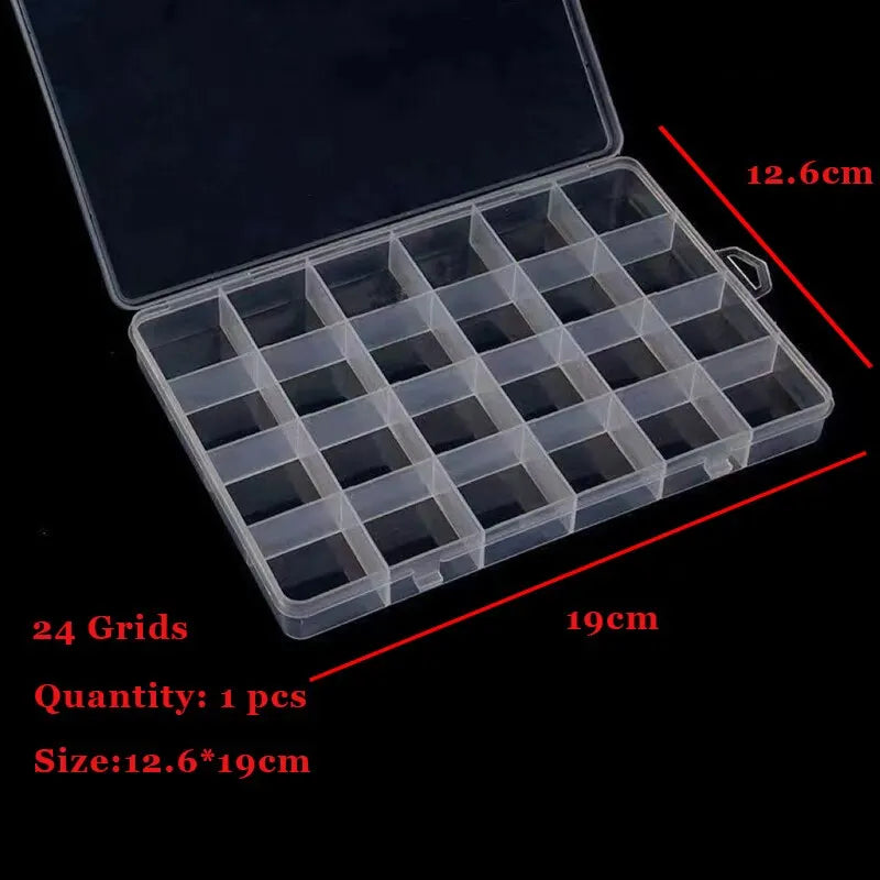 24-Grid Transparent Storage Boxes - Multi-Purpose Organizer for Hardware Buttons, Fishing Gear, Jewelry, Accessories & Stationer