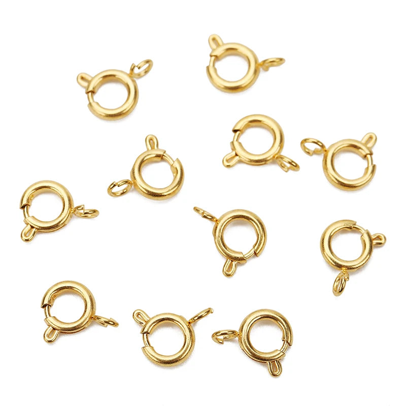 5pcs Waterproof Never Fade Stainless Steel Clasps Hooks PVD 6 8 10 12 mm End Connectors For Diy Necklace Bracelet Jewelry Making