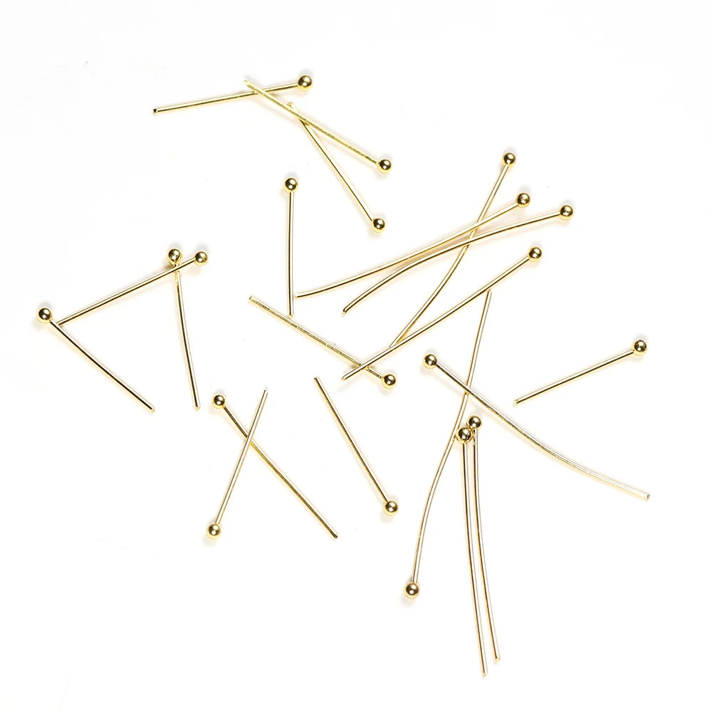 50Pcs 0.6mm Stainless Steel Water Gold Plated Head Pins DIY Earrings Finding for Handmade Craft Beads Jewelry Making Accessories