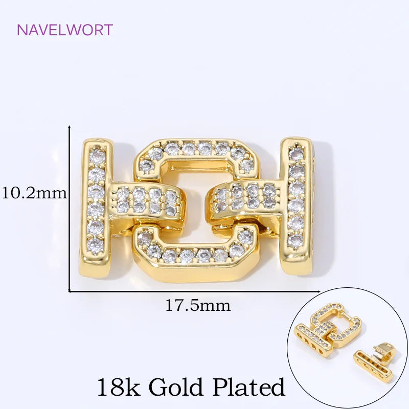 18K Gold Plated Brass Jewelry Clasps For Bracelets Making,With Zircon Connector Clasp,Locks For Jewelry,DIY Necklace Accessories