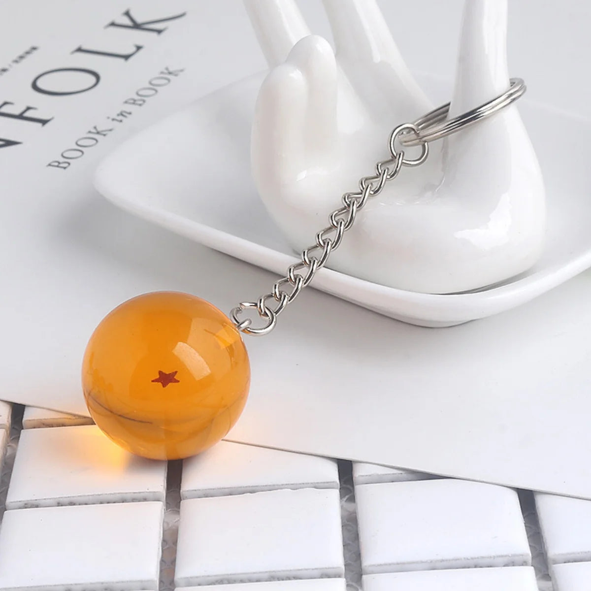 Wholesale Dragon Series 1-7 Stars Balls Keychain Gokus Bead Pendant Metal Key Ring Men Car Women Bag Accessories