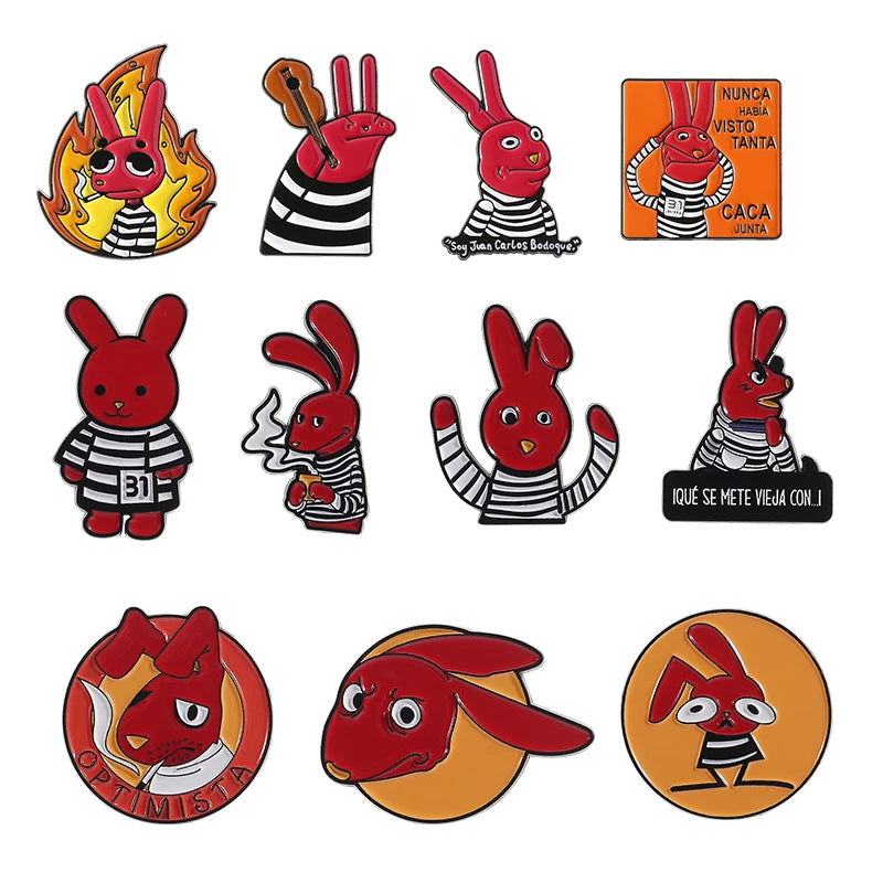 6-23Pcs/Set Humor Comedy Anime Movie Collected Enamel Pins Cartoon Role Red Eared Rabbit Cat Dog Brooch Lapel Badge Jewelry Gift