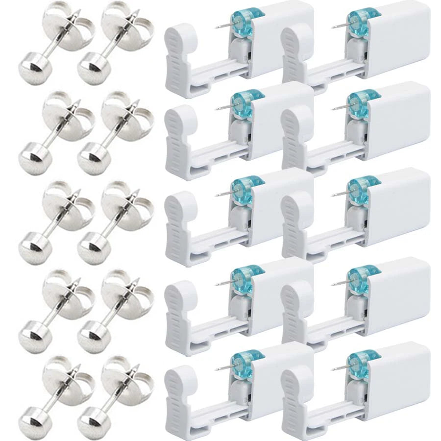 10pcs Asepsis Disposable Ear Piercing Gun-Safty Self Ear Piercing Kit for Home Use