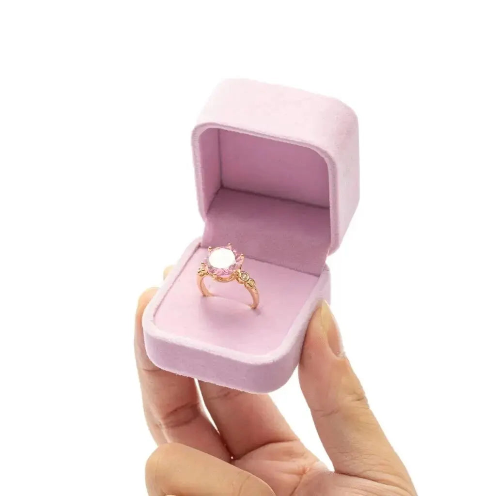 Rounded Flannelette Ring Box Flocking Jewelry Box Ring Stud Badge Storage Box Ring Jewelry Organizer Organizador De Joyas