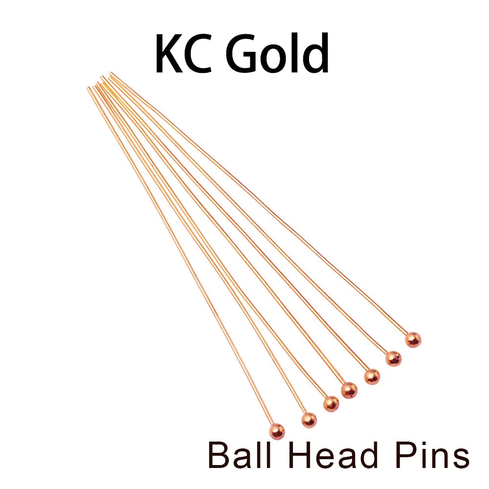 100-200Pcs/Lot 10-70mm Heads Eye Flat Head Pin Gold Plated Ball Head Pins for Jewelry Findings Making Accessories Supplies