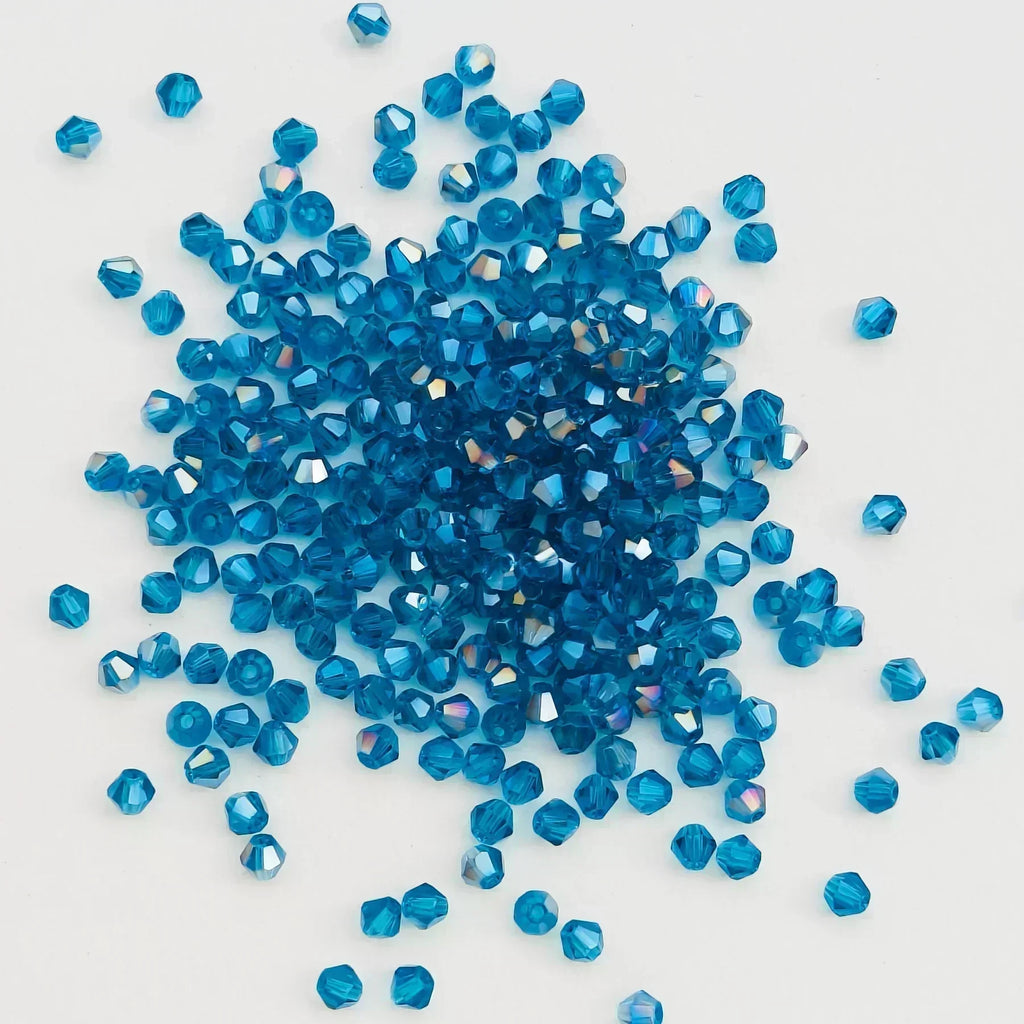 100PCS 4MM Shiny Faceted Austria Crystal Beads Bicone Beads Loose Spacer Beads for Jewelry Making DIY Bracelet Necklace Pendant