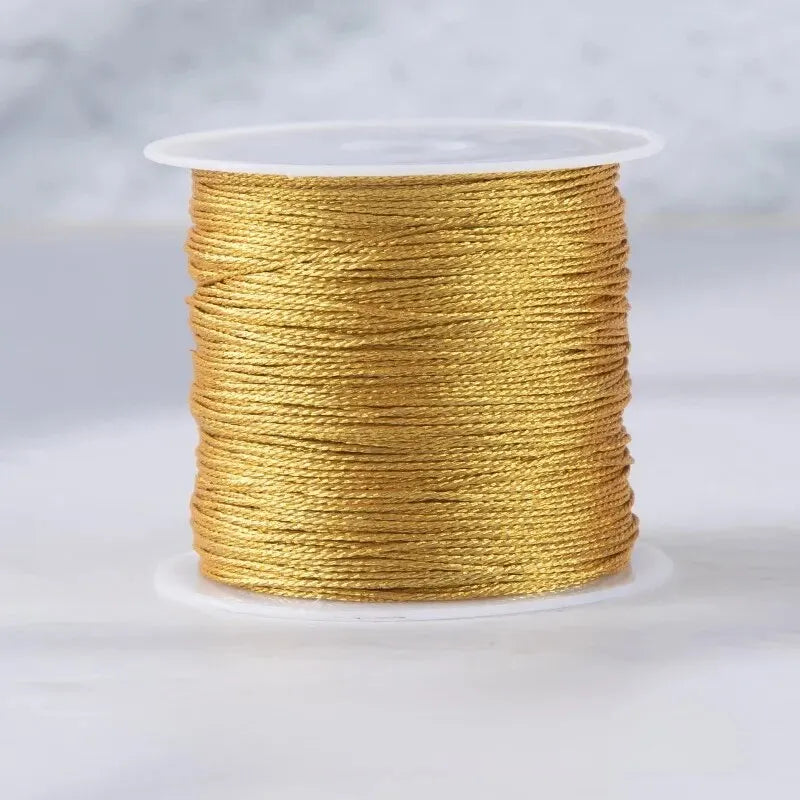 A Roll of 0.2-0.6mm DIY Hand Woven Bracelet, Hand Rope, Woven Rope, Embroidered Gold and Silver Silk Thread Material