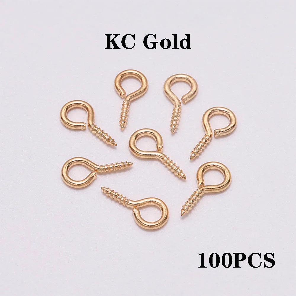 100-200pcs/lot Small Tiny Eye Pins Eyepins Hooks Eyelets Screw Threaded Clasps Hooks Supplies For Jewelry Findings Wholesale