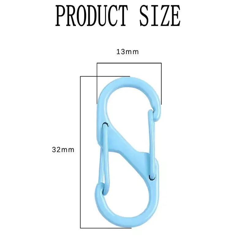 12Pcs Zipper Clip S Carabiner Clips Small Alloy Snap Hook Anti Theft Mini Dual Wire Gate Interlocking Keychain Clip Attachment