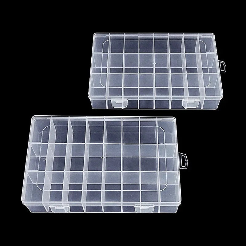 24-Grid Transparent Storage Boxes - Multi-Purpose Organizer for Hardware Buttons, Fishing Gear, Jewelry, Accessories & Stationer