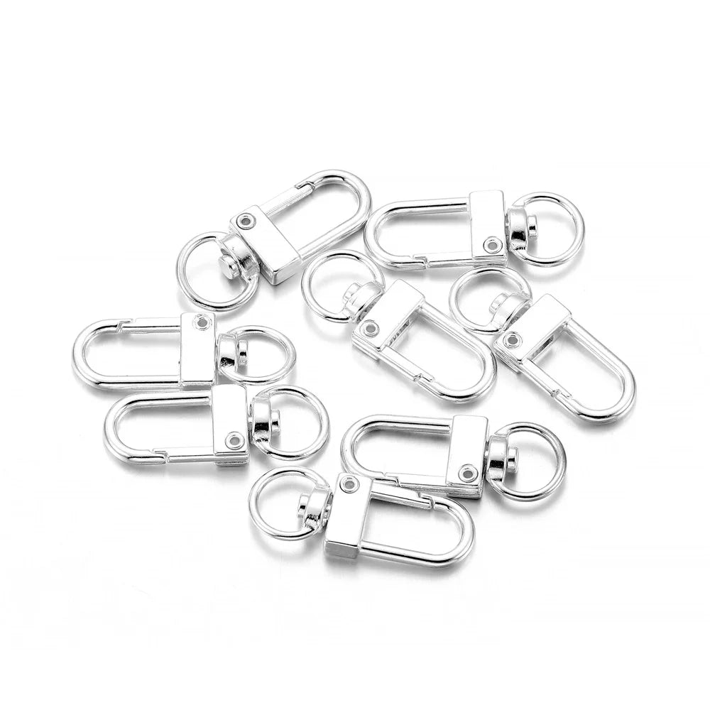 10pcs/lot Rotating Dog Buckle Gold Color Rhodium Metal Lobster Clasps Hooks For DIY Jewelry Making Key Ring Chain Accessories ﻿