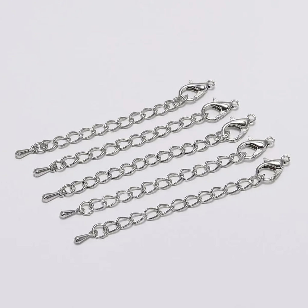 10pcs/lot 50mm Extended Extension Tail Chain Lobster Clasps Connector For DIY Bracelet Necklace Jewelry Making Findings