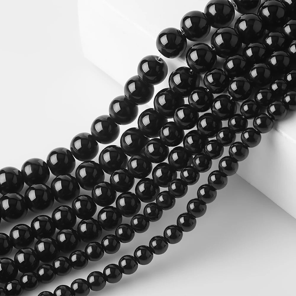 4 6 8 10mm Natural Stone Black Obsidian Bead Polished Round Loose Spacer Bead For Jewelry Making Diy Necklace Bracelet Accessory