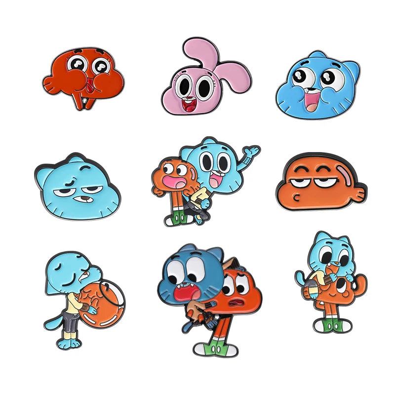 6-23Pcs/Set Humor Comedy Anime Movie Collected Enamel Pins Cartoon Role Red Eared Rabbit Cat Dog Brooch Lapel Badge Jewelry Gift