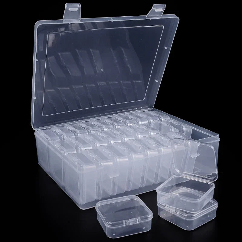 14/30 Grid Transparent Plastic Storage Box, Stackable Organizer With Sticker, Container For Beads, Jewelry, Crafts And Home Orga