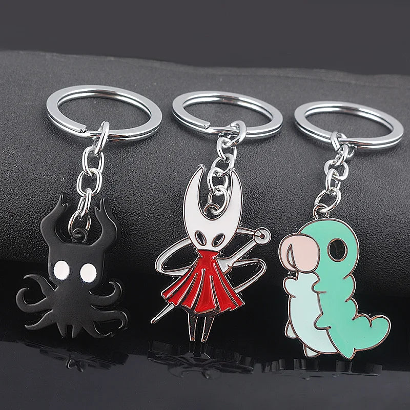 Hollow Knight Metal Characters Keychain The Knight Octopus Grub Hornet Pendant Key Chain for Women Men Key Holder Jewelry