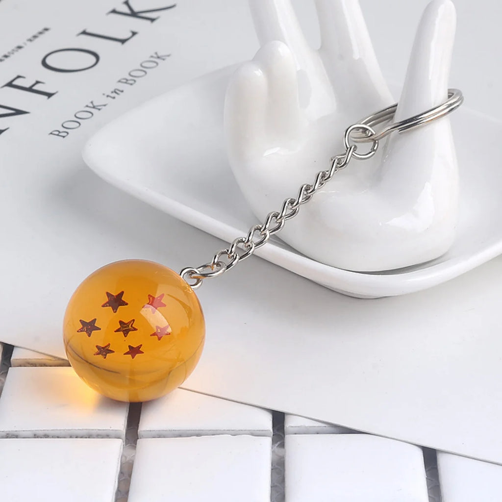 Wholesale Dragon Series 1-7 Stars Balls Keychain Gokus Bead Pendant Metal Key Ring Men Car Women Bag Accessories