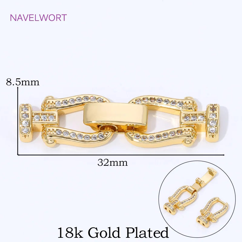 18K Gold Plated Brass Jewelry Clasps For Bracelets Making,With Zircon Connector Clasp,Locks For Jewelry,DIY Necklace Accessories