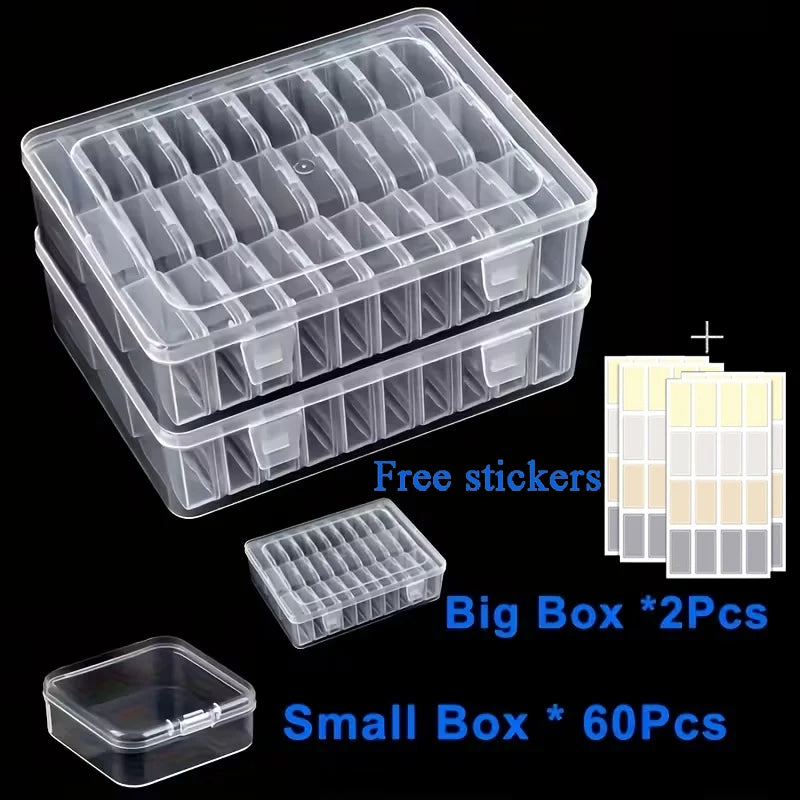 14/30 Grid Transparent Plastic Storage Box, Stackable Organizer With Sticker, Container For Beads, Jewelry, Crafts And Home Orga