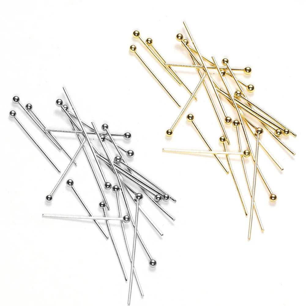 50Pcs 0.6mm Stainless Steel Water Gold Plated Head Pins DIY Earrings Finding for Handmade Craft Beads Jewelry Making Accessories