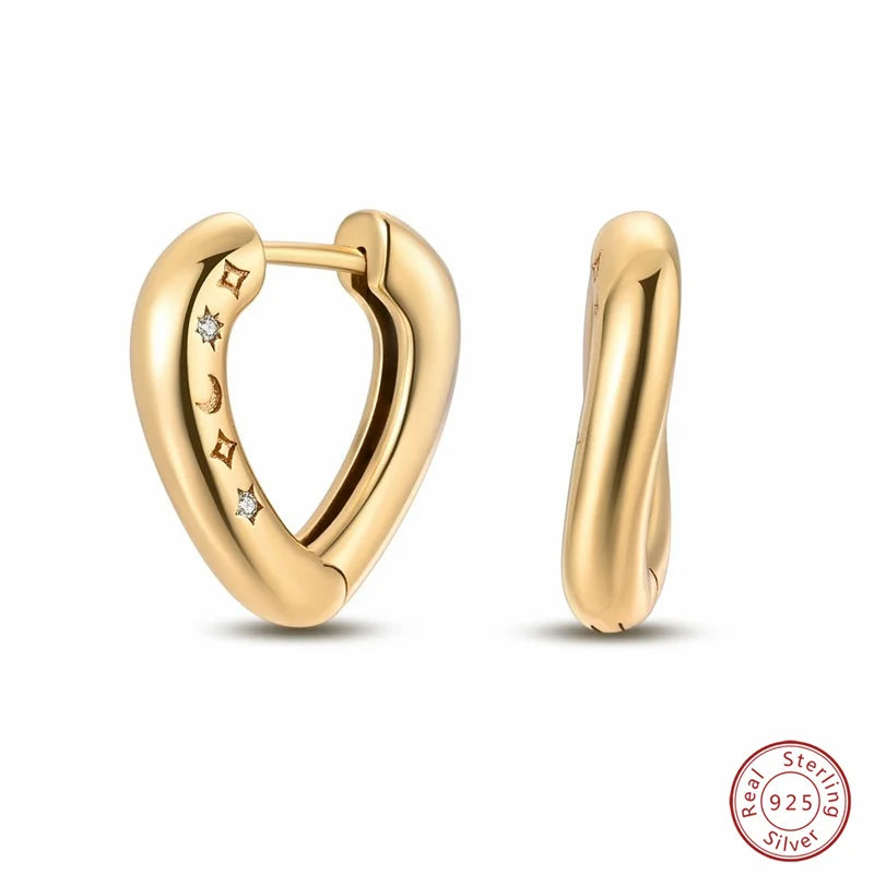 New in 925 Silver Color Gold Pearl Bee Irregularity Star Moon Earrings For Women 2024 Trending Fashion Jewelry Birthday Gifts