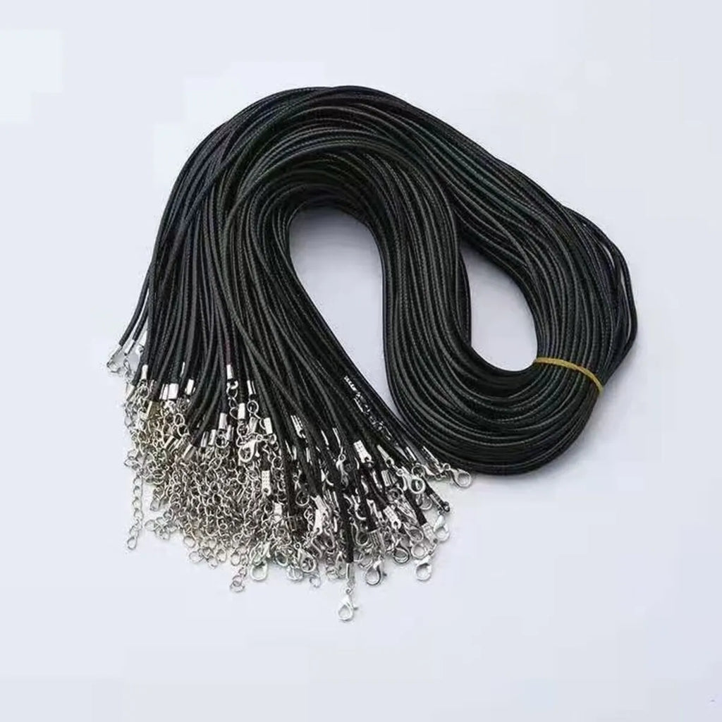 20pcs/lot Lobster Clasps Waxed Cord Necklace Dia 1.5mm 2mm Black Korean Waxed Rope Thread For Jewelry Making Length 45 50 60cm