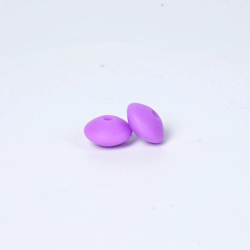 100/50/20Pcs 12mm Siilcone Beads Lentil Loose Spaced Bead for Jewelry Making DIY Beaded Bracelets Necklace Keychain Accessories