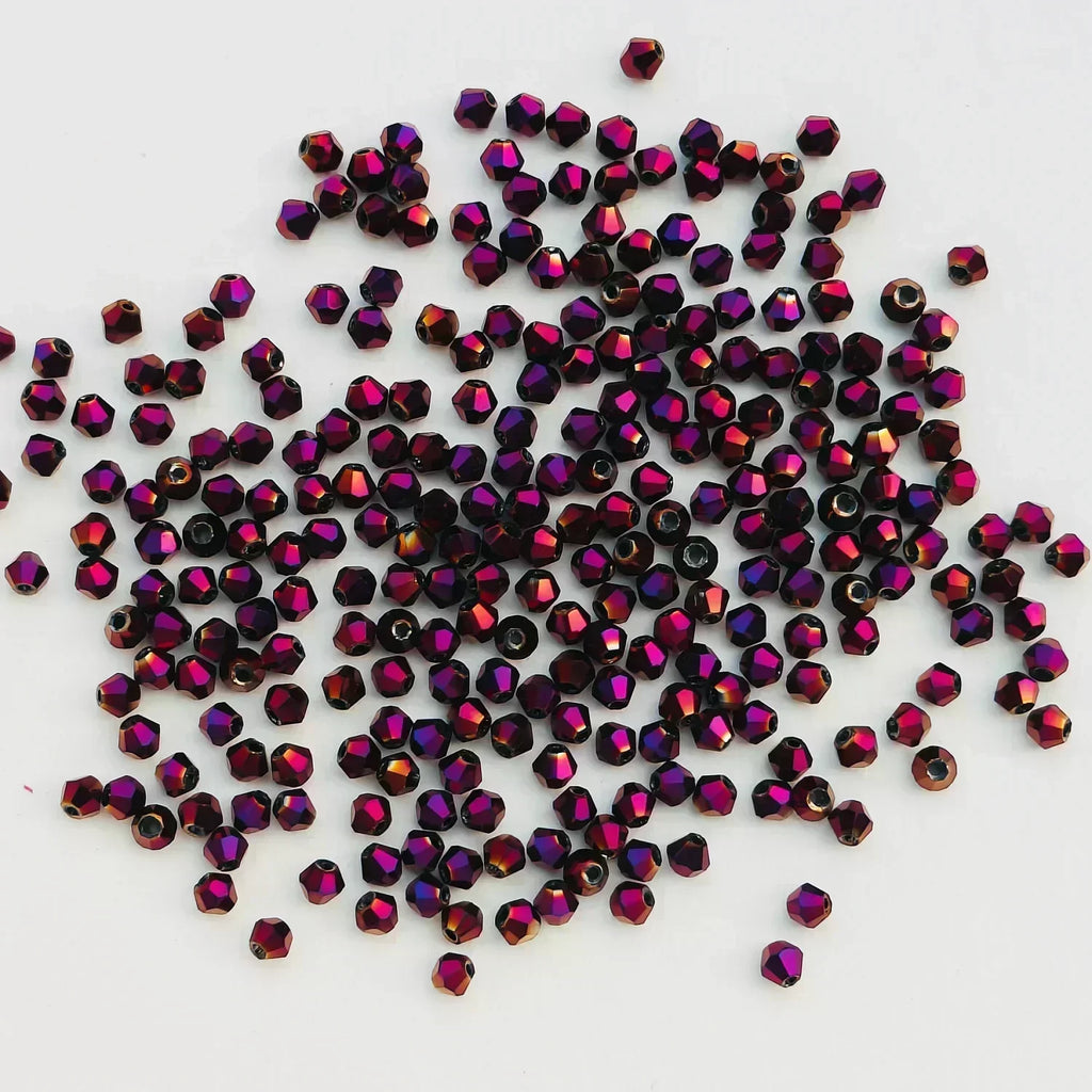100PCS 4MM Shiny Faceted Austria Crystal Beads Bicone Beads Loose Spacer Beads for Jewelry Making DIY Bracelet Necklace Pendant