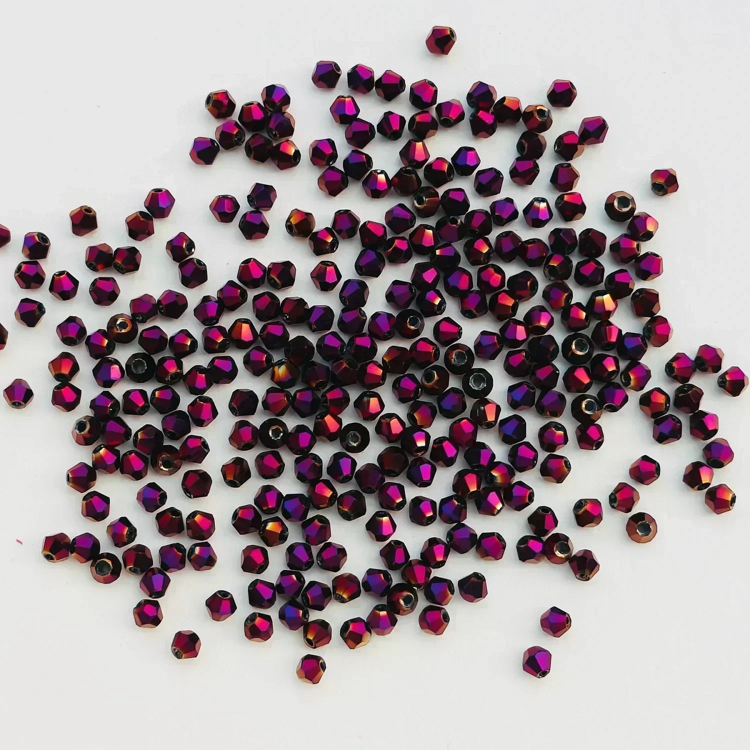 100PCS 4MM Shiny Faceted Austria Crystal Beads Bicone Beads Loose Spacer Beads for Jewelry Making DIY Bracelet Necklace Pendant