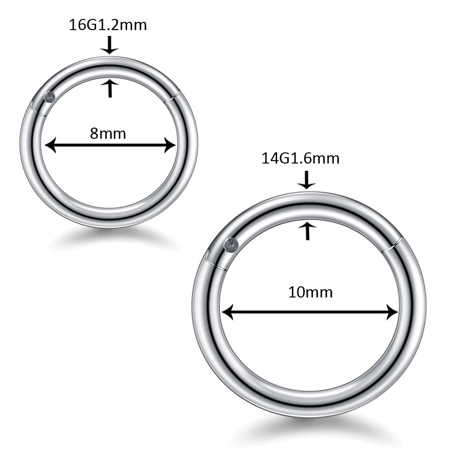 1PC Hinged Segment Nose Hoop Rings Women Surgical Steel Nose Rings Septum Clicker Ring Ear Daith Hoop Earring Piercing Jewelry