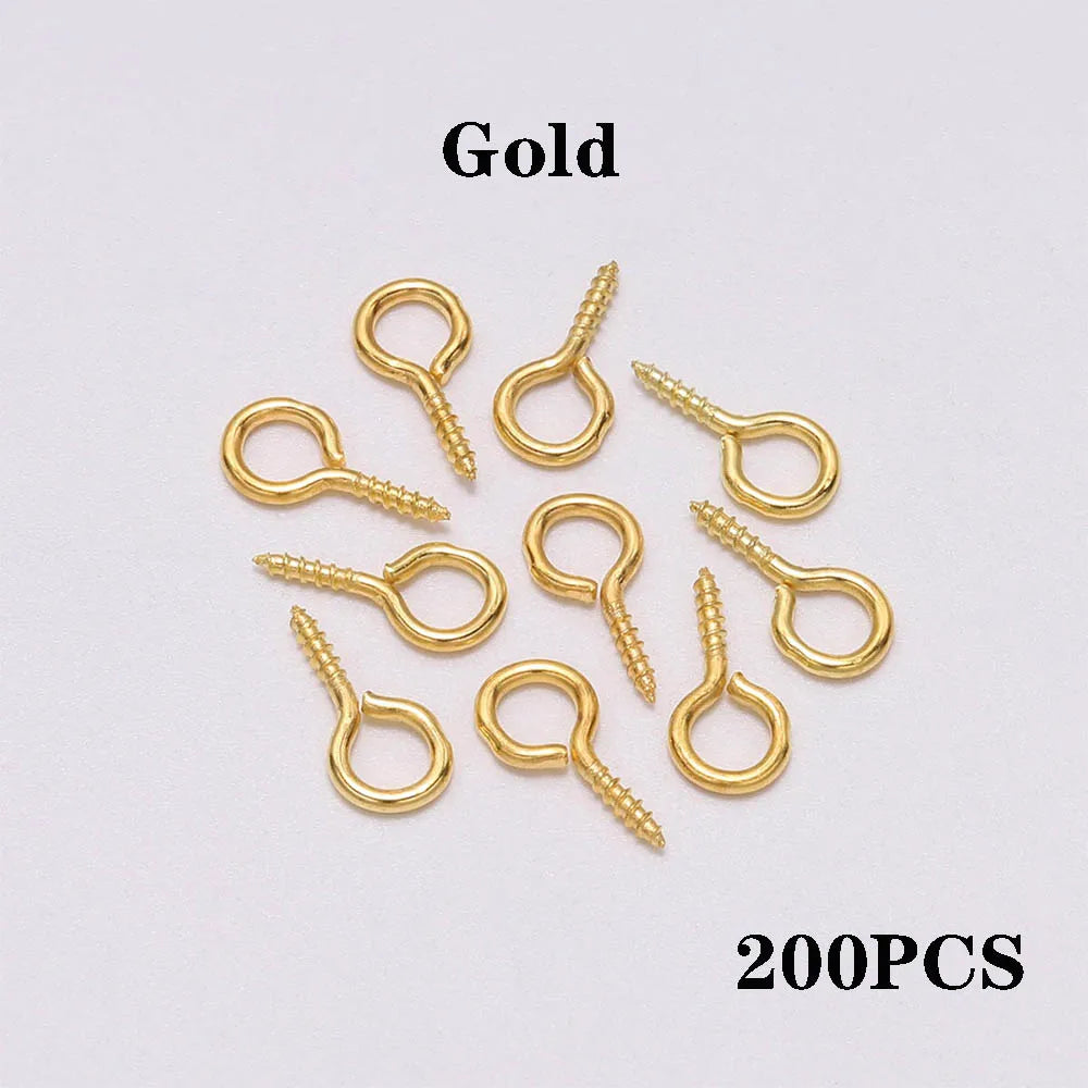 100-200pcs/lot Small Tiny Eye Pins Eyepins Hooks Eyelets Screw Threaded Clasps Hooks Supplies For Jewelry Findings Wholesale