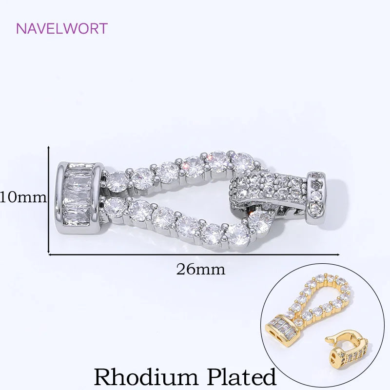 18K Gold Plated Brass Jewelry Clasps For Bracelets Making,With Zircon Connector Clasp,Locks For Jewelry,DIY Necklace Accessories