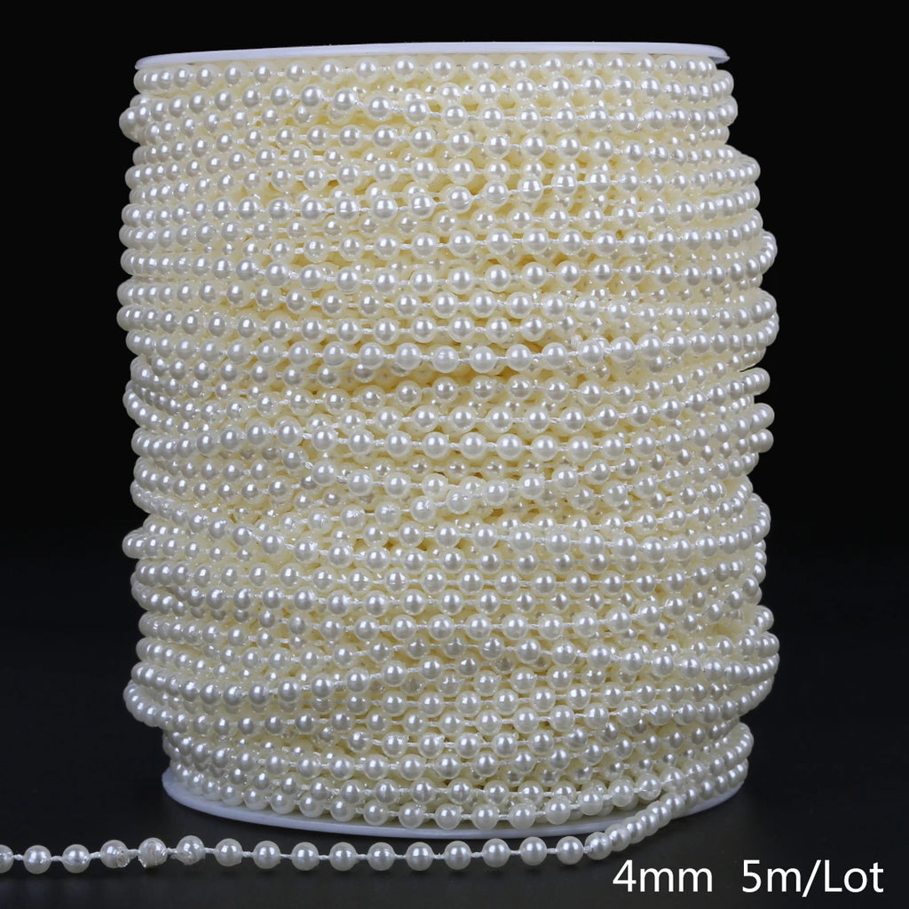 3/4/5/6/8/10mm ABS pearl chain double row connecting bead wedding dress bead chain half round bead chain DIY jewelry accessories