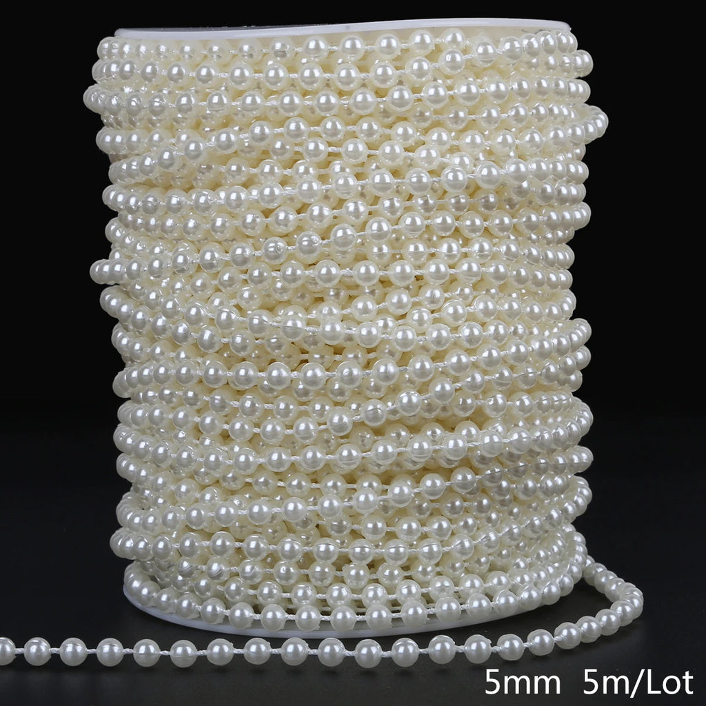 3/4/5/6/8/10mm ABS pearl chain double row connecting bead wedding dress bead chain half round bead chain DIY jewelry accessories