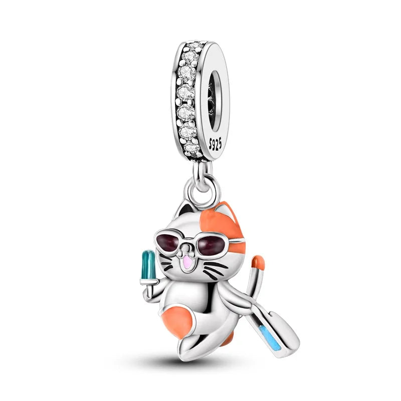 Silver Plated Cute Animals Charms Pendant Lovely Penguin Avocado Dangle Charm Beads Fit Bangle Bracelet Necklace Women Jewelry